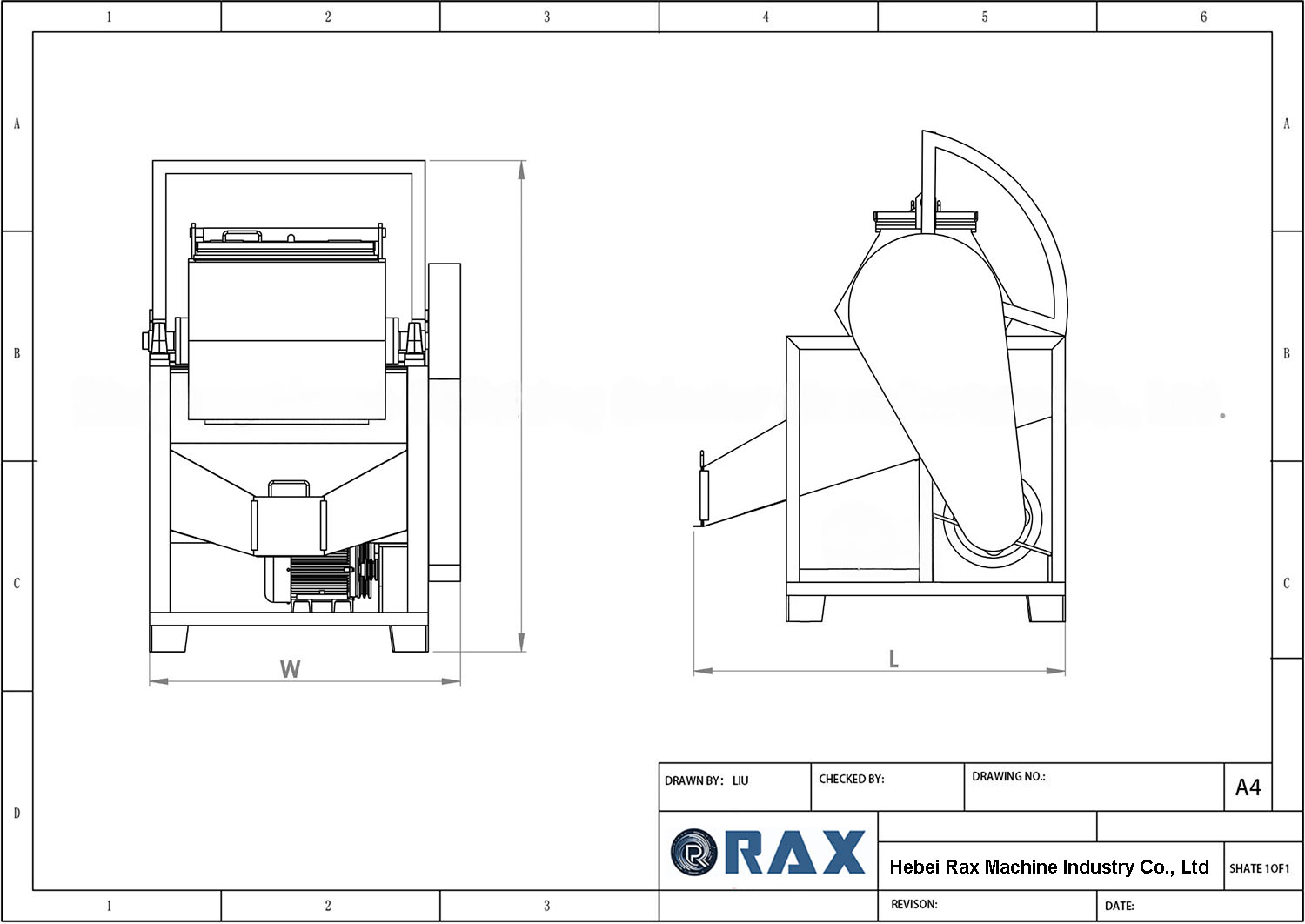 Horizontal Rotary Barrel Machine Drawing